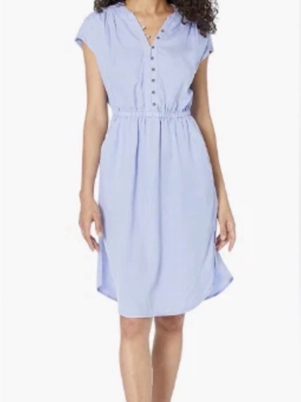 Prana Light Blue Cap Sleeve Button-Front Dress 100% Tencel Sz M